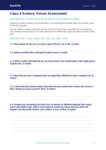 Free Forces Assessment | Class 4 | Science | BookFlik
