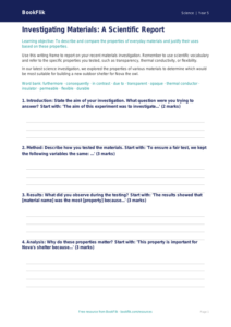 Free Properties Of Materials Writing Frame | Class 5 | Science | BookFlik