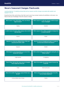 Free Seasonal Changes Flashcards | Class 1 | Science | BookFlik