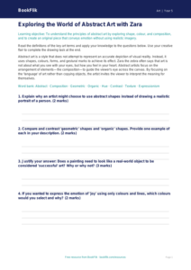 Free Abstract Art Worksheet | Year 5 Greater Depth | BookFlik