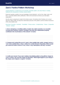 Free Christmas Art Worksheet | Year 5 Greater Depth | BookFlik