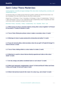 Free Colour Theory Quiz | Year 5 Greater Depth | BookFlik