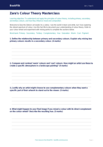 Free Colour Theory Template | Year 5 Greater Depth | BookFlik