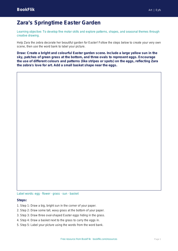 Free Easter Art Drawing Sheet | EYFS Core | BookFlik worksheet preview — Art Easter Art