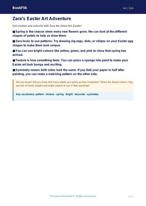 Free Easter Art Poster | EYFS Core | BookFlik worksheet preview — Art Easter Art