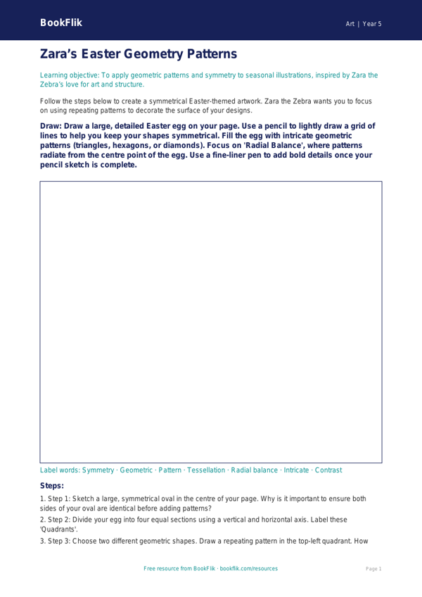 Free Easter Art Drawing Sheet | Year 5 Greater Depth | BookFlik worksheet preview — Art Easter Art