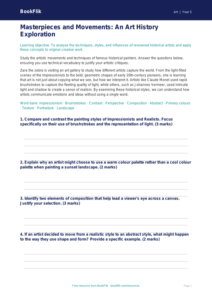 Free Famous Artists Worksheet | Year 5 Greater Depth | BookFlik