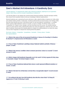 Free Kandinsky Quiz | Year 5 Greater Depth | BookFlik