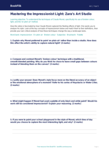 Free Monet Activity Sheet | Year 5 Greater Depth | BookFlik
