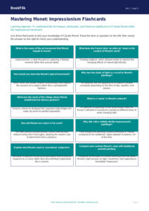 Free Monet Flashcards | Year 5 Greater Depth | BookFlik