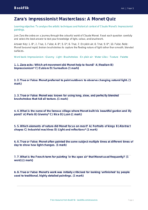 Free Monet Quiz | Year 5 Greater Depth | BookFlik