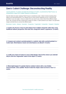 Free Picasso Activity Sheet | Year 5 Greater Depth | BookFlik
