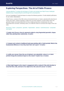 Free Picasso Worksheet | Year 5 Greater Depth | BookFlik
