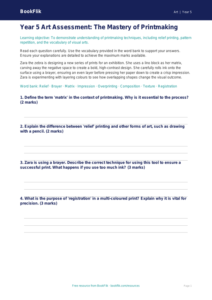Free Printmaking Assessment | Year 5 Greater Depth | BookFlik