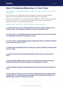Free Printmaking Quiz | Year 5 Greater Depth | BookFlik