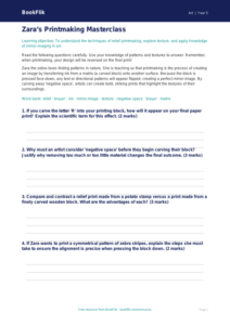 Free Printmaking Worksheet | Year 5 Greater Depth | BookFlik