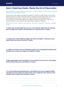 Free Sketching Activity Sheet | Year 5 Greater Depth | BookFlik