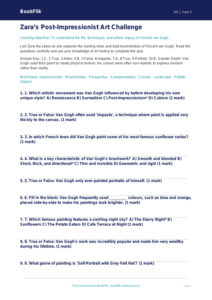Free Van Gogh Quiz | Year 5 Greater Depth | BookFlik