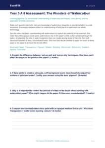 Free Watercolour Assessment | Year 5 Greater Depth | BookFlik