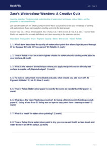 Free Watercolour Quiz | Year 5 Greater Depth | BookFlik