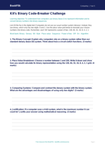 Free Binary Template | Year 5 Greater Depth | BookFlik