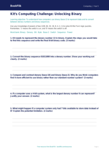 Free Binary Worksheet | Year 5 Greater Depth | BookFlik