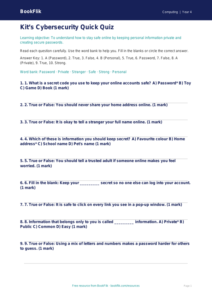 Free Cybersecurity Quiz | Year 4 Supported | BookFlik
