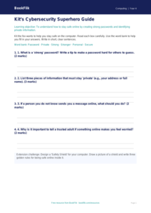Free Cybersecurity Worksheet for Year 4 | Printable PDF | BookFlik