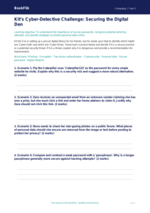 Free Cybersecurity Activity Sheet | Year 5 Greater Depth | BookFlik