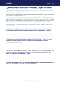 Free Cybersecurity Worksheet | Year 5 Greater Depth | BookFlik