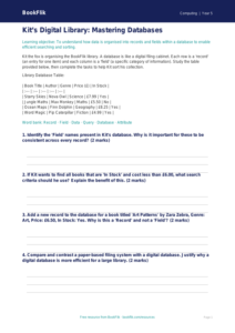 Free Databases Activity Sheet | Year 5 Greater Depth | BookFlik