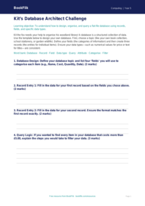 Free Databases Template | Year 5 Greater Depth | BookFlik