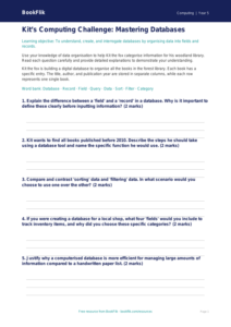 Free Databases Worksheet | Year 5 Greater Depth | BookFlik