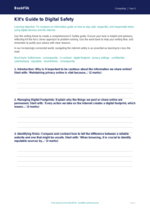 Free E-Safety Writing Frame | Year 5 Greater Depth | BookFlik