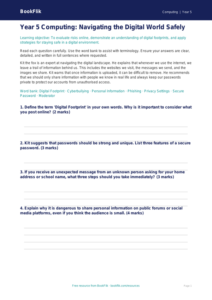 Free Internet Safety Assessment | Year 5 Greater Depth | BookFlik