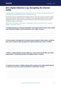 Free Internet Safety Template | Year 5 Greater Depth | BookFlik