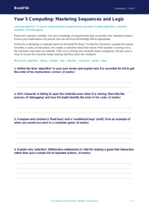 Free Programming Assessment | Year 5 Greater Depth | BookFlik