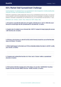 Free Spreadsheets Activity Sheet | Year 5 Greater Depth | BookFlik