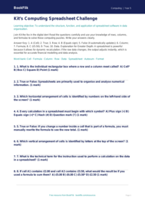 Free Spreadsheets Quiz | Year 5 Greater Depth | BookFlik