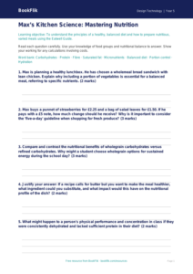 Free Cooking Nutrition Worksheet | Year 5 Greater Depth | BookFlik