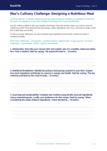 Free Cooking Nutrition Writing Frame | Year 5 Greater Depth | BookFlik