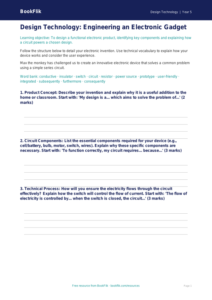 Free Electronics Writing Frame | Year 5 Greater Depth | BookFlik