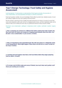 Free Food Hygiene Assessment | Year 5 Greater Depth | BookFlik
