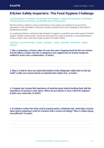 Free Food Hygiene Worksheet | Year 5 Greater Depth | BookFlik