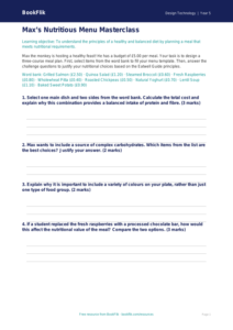 Free Healthy Meals Activity Sheet | Year 5 Greater Depth | BookFlik