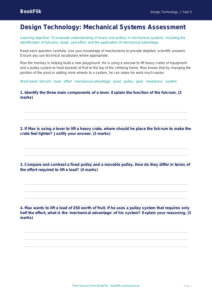 Free Levers And Pulleys Assessment | Year 5 Greater Depth | BookFlik