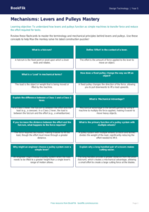 Free Levers And Pulleys Flashcards | Year 5 Greater Depth | BookFlik