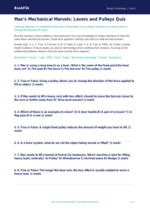 Free Levers And Pulleys Quiz | Year 5 Greater Depth | BookFlik
