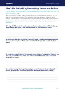 Free Levers And Pulleys Template | Year 5 Greater Depth | BookFlik