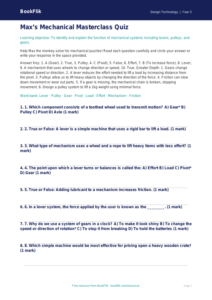 Free Mechanisms Quiz | Year 5 Greater Depth | BookFlik